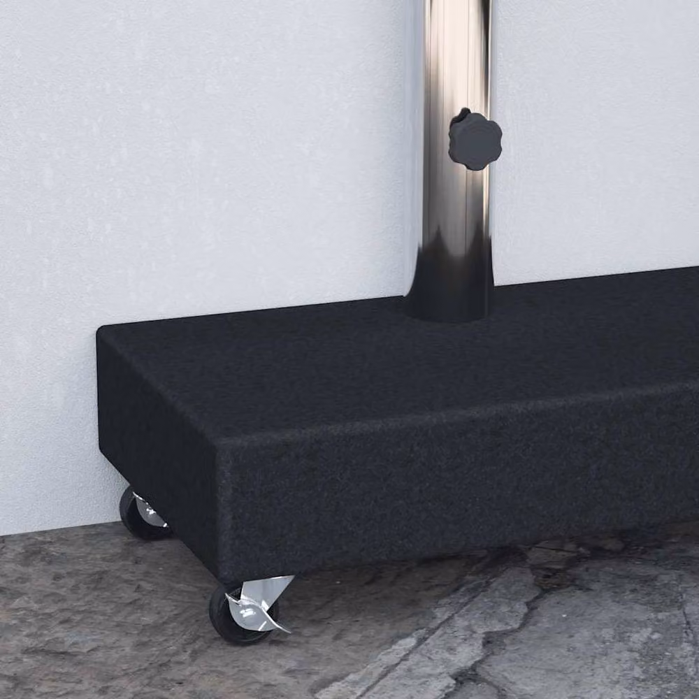 Berkfield Home Black Granite Parasol Umbrella Base with Stainless Steel Details, W/D/H: 45 x 25 x 8 cm – 3