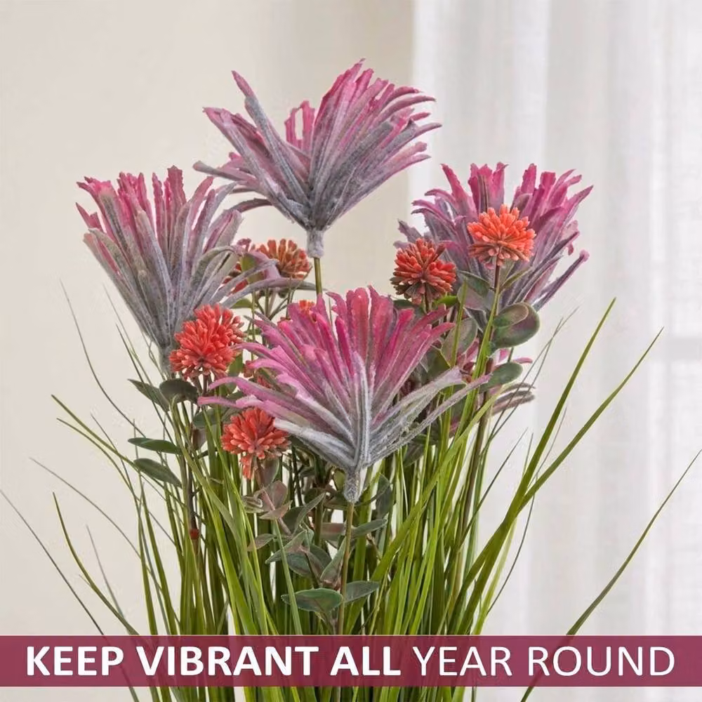 SPETLEK Potted Red Larch Tree with Pink and Purple Flowers for Tabletop Garden Decor – 2