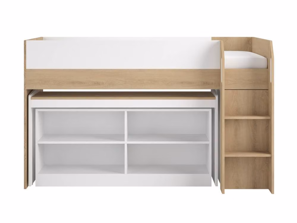 Flair Aiden Kids Cabin Bed with Storage and Stairs in Brown – 2
