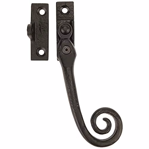 Loops Right Handed Curly-Tail Espagnolette Window Fastener in Black Antique, 57 x 17 mm