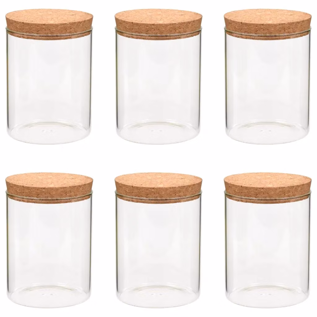 Berkfield Home Storage Glass Jars with Cork Lids, 6 Pack, Black, 650 ml each – 2