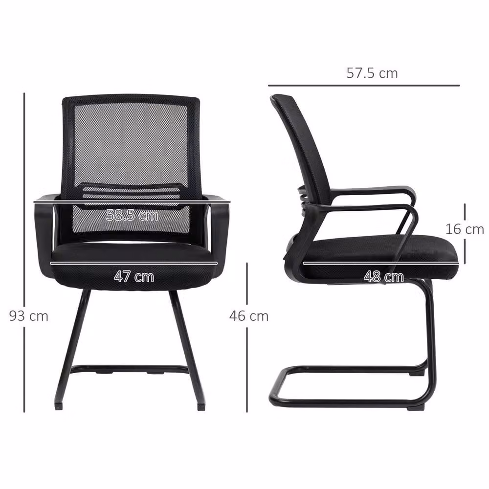 NESTLUNE Black Fabric Meeting and Conference Office Chair with Armrests – 2