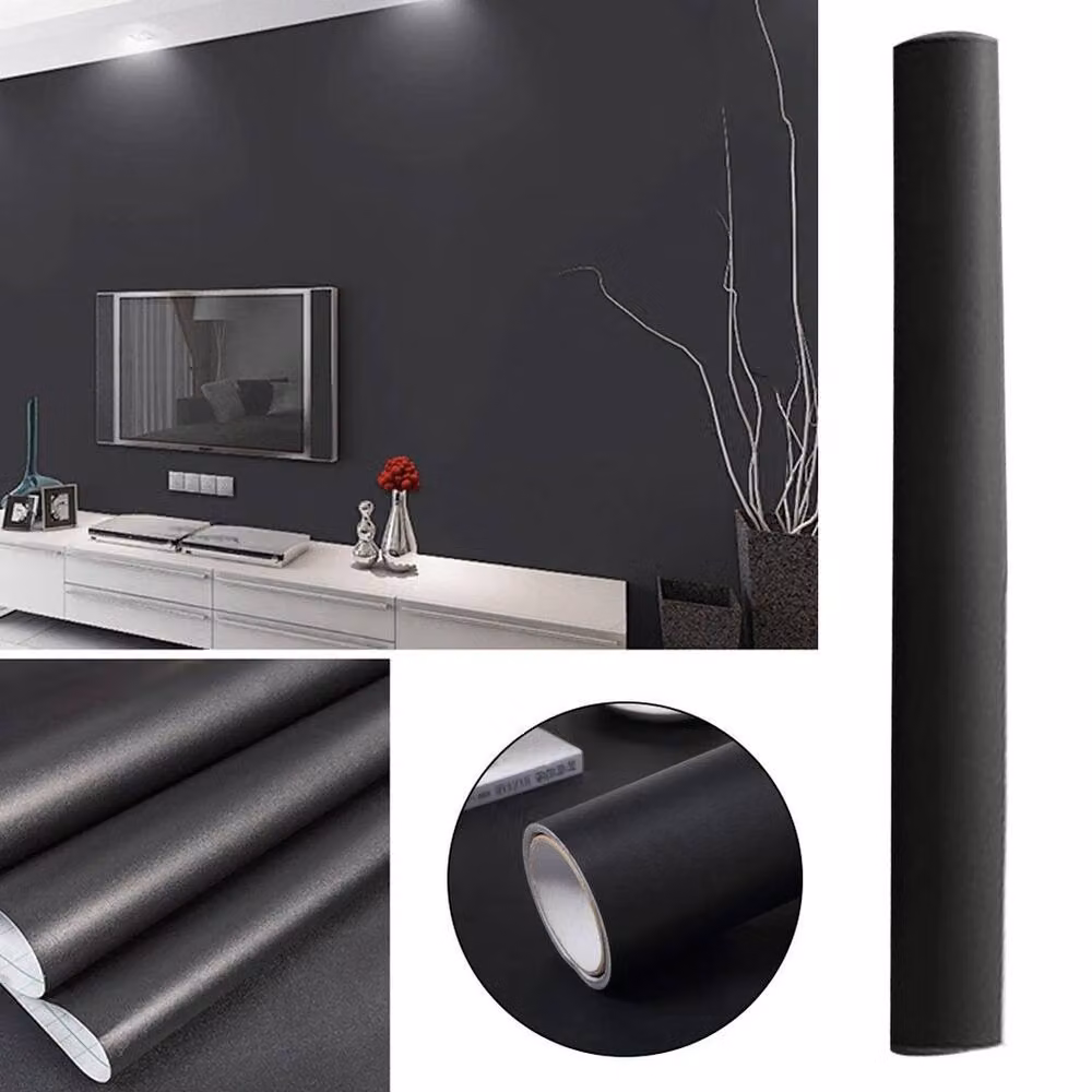 KORVIXA Matte Black Self Adhesive Vinyl Cupboard Door Cover Film, W: 52 cm, L: 1000 cm – 4