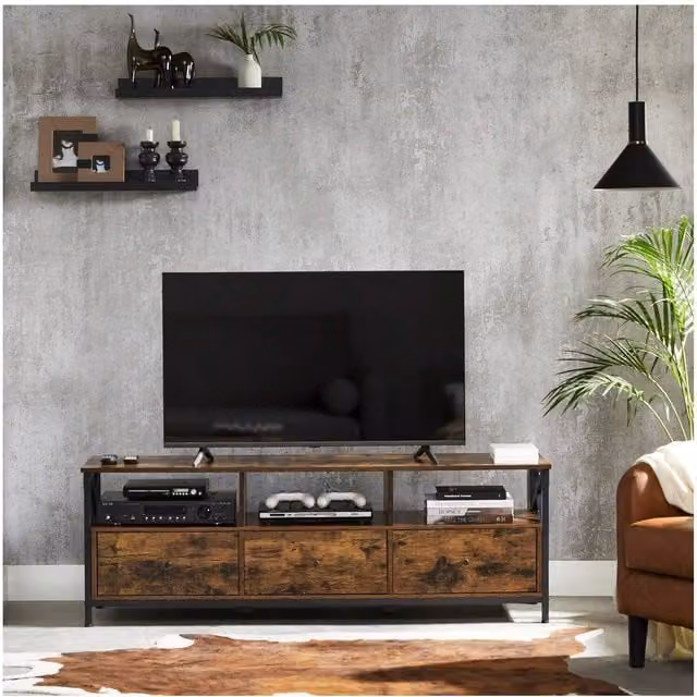 VASAGLE Industrial TV Cabinet for up to 80 Inch TVs in Black and Brown