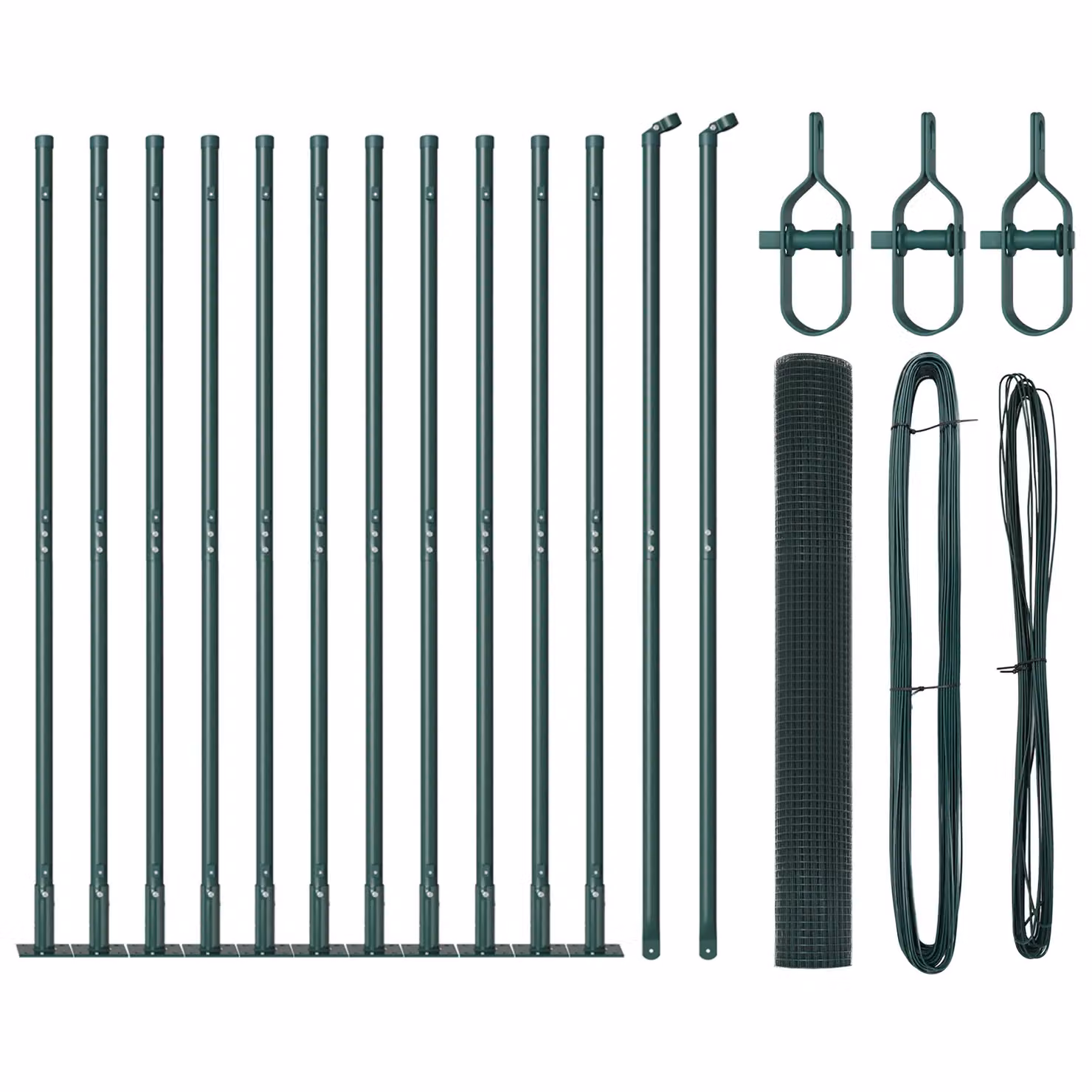 Berkfield Home Green PVC-Coated Steel Welded Wire Fence with 13 Flanged Posts, 1 x 25 m – 2