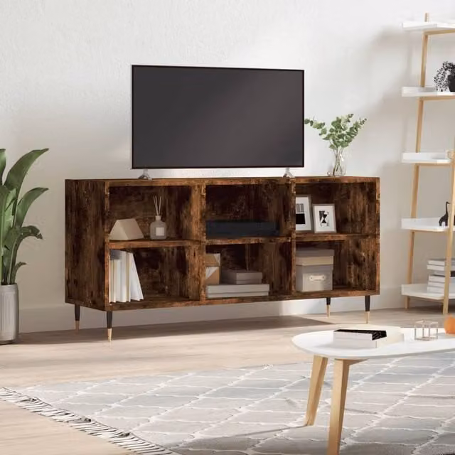 Berkfield Home TV Cabinet in Smoked Oak Brown, W/D/H: 103.5 x 30 x 50 cm
