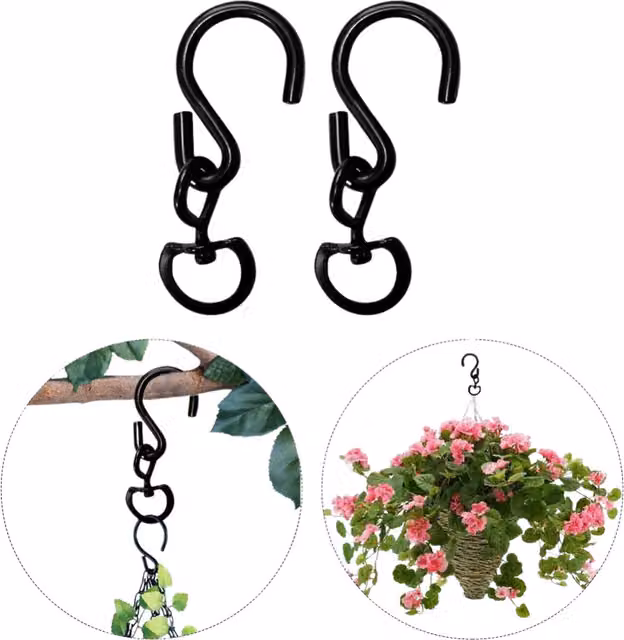 Garden Mile Set of 2 Black Steel Swivel Hooks