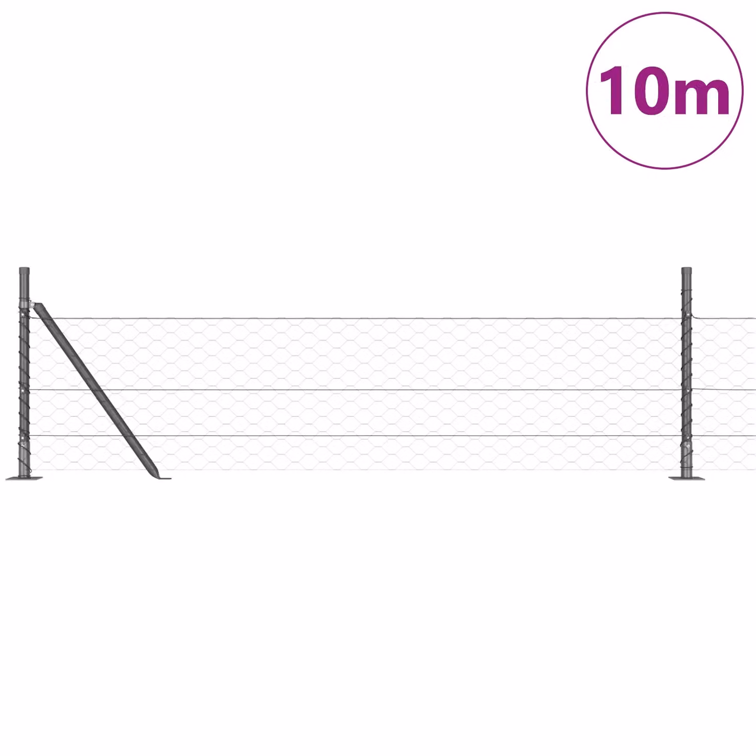 Berkfield Home Grey Steel Hexagon Wire Mesh Fence, W/H: 10 x 0.5 m – 3