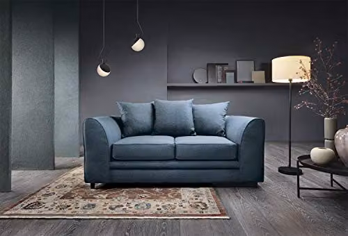 Abakus Direct Darcy 2 Seater Sofa in Teal Brushed Cotton Fabric, W/D/H: 160 x 89 x 90 cm – 3