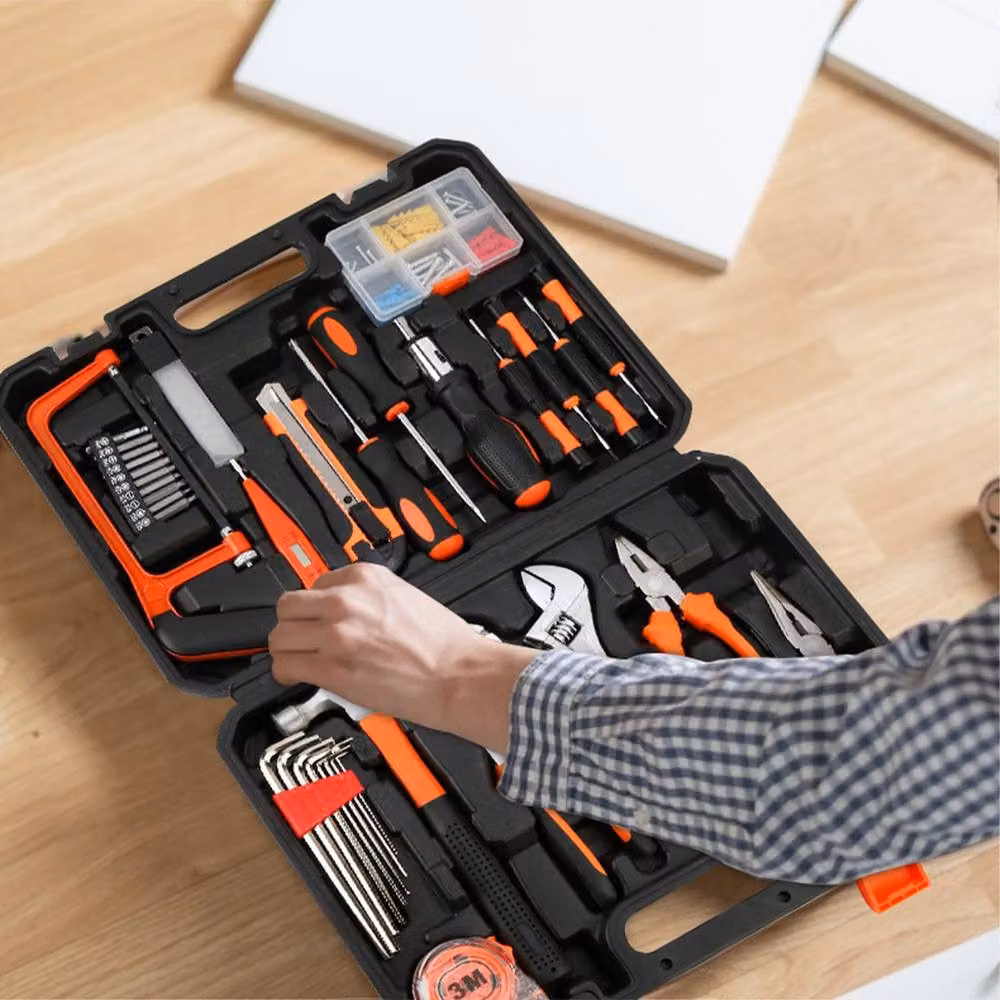 VOGREX 105-Piece Steel Home Repair DIY Household Tool Kit with Case in Black and Multicolour – 3