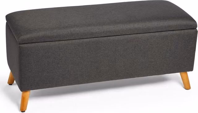 VonHaus Grey Fabric Upholstered Storage Ottoman End of Bed Bench
