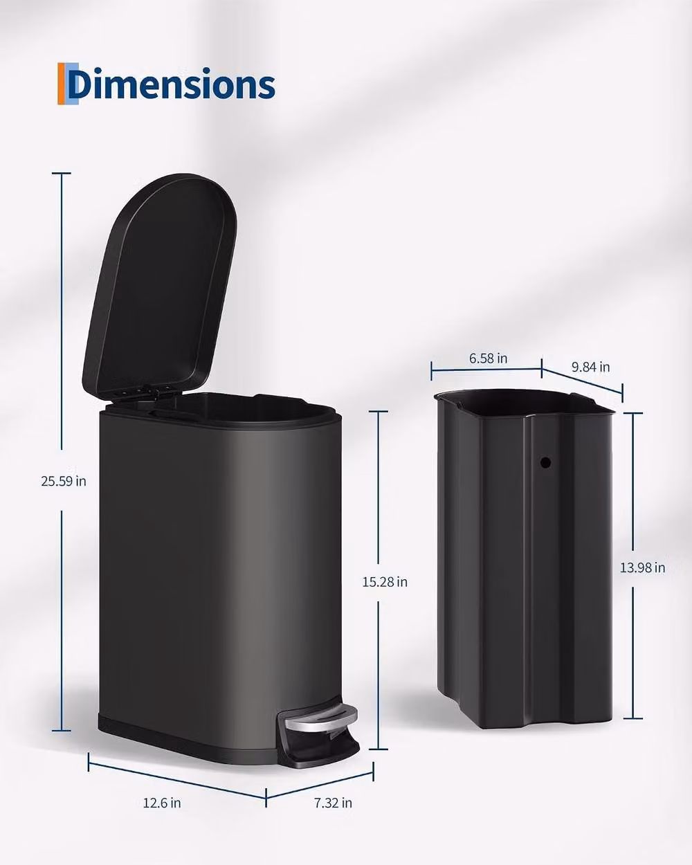 London Boutique 10L Stainless Steel Pedal Bin with Lid and Removable Inner Bucket, Black – 5