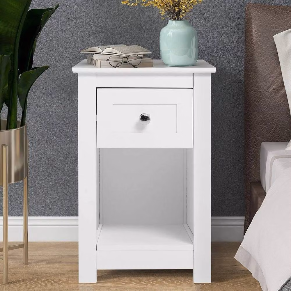 Kelvenix Small Slim Wooden Side End Table in White – 2