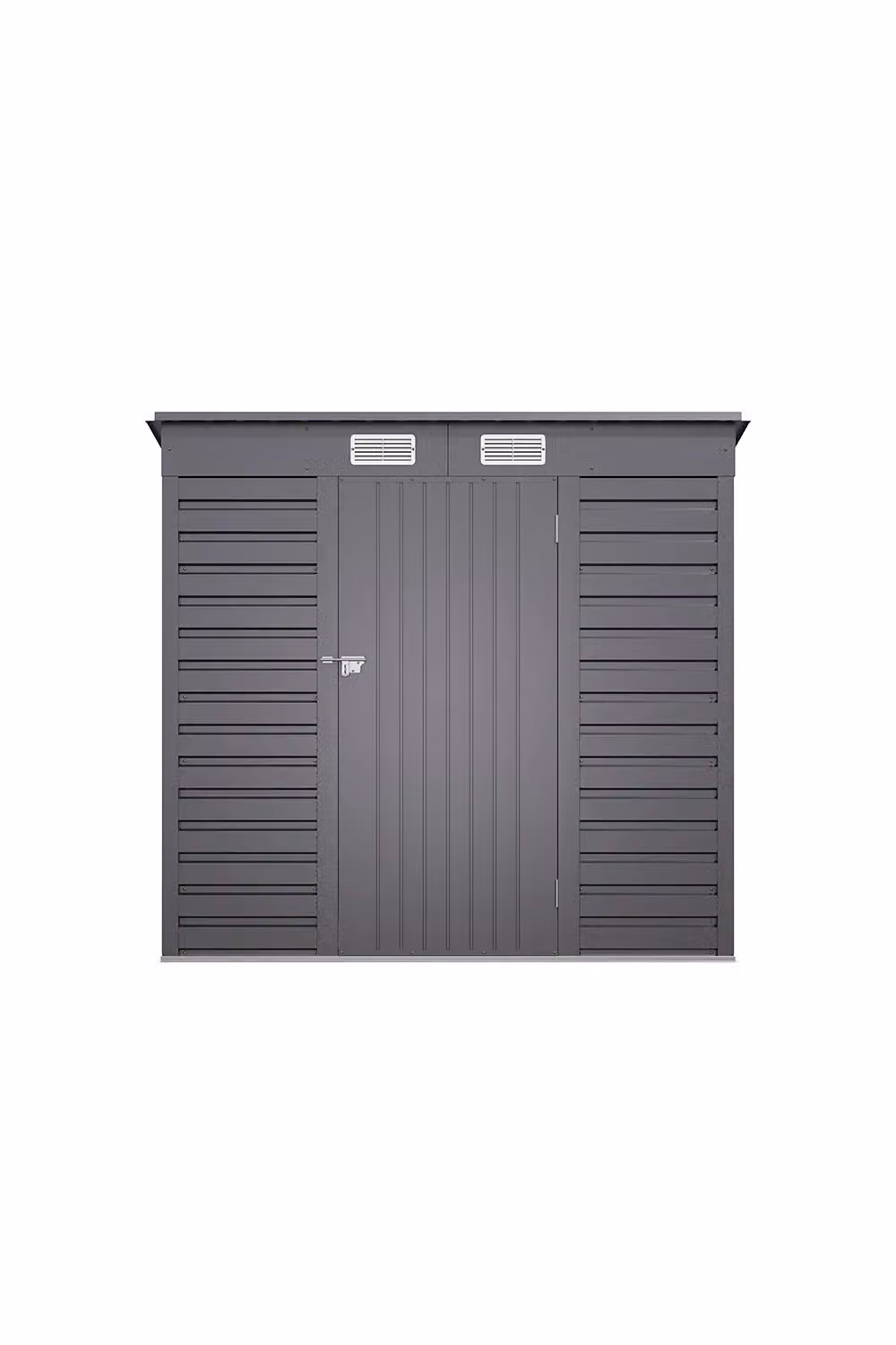 H&O Direct Modern Pent Garden Storage Shed in Grey Galvanised Steel, W/D/H: 188.6 x 130.2 x 183.5 cm – 2