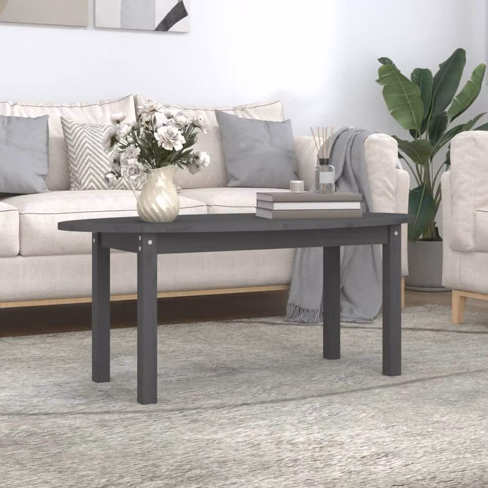 Berkfield Home Grey Rustic Solid Pine Drop Leaf Coffee Table W/D/H: 110 x 55 x 45 cm – 2