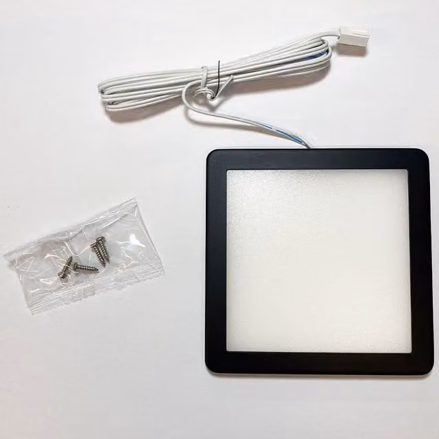 Loops 2x Matt Black Ultra-Slim Square Under Cabinet Kitchen LED Light and Driver Kit with Warm White Diffused Light – 1