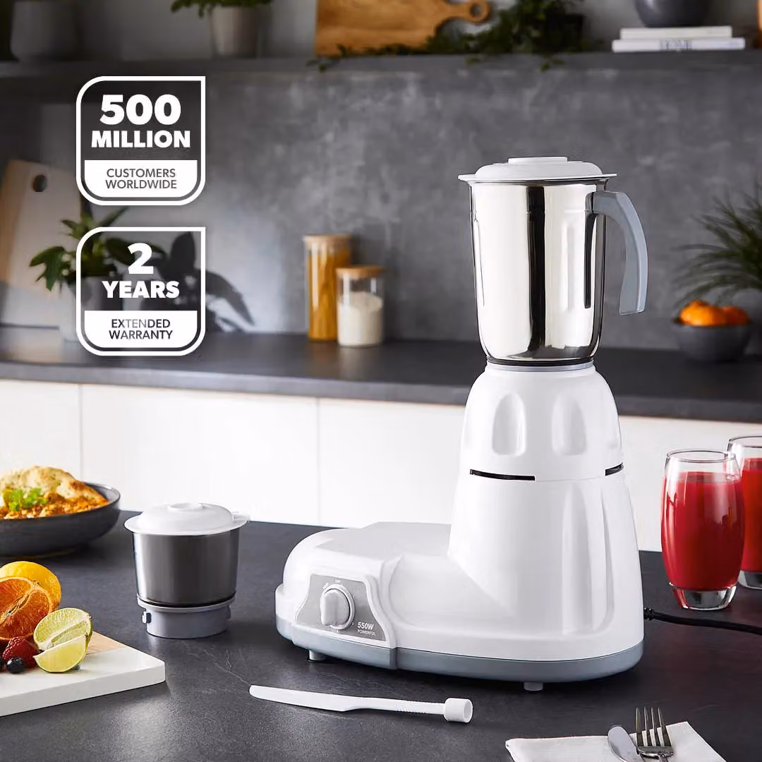 Geepas 550W Mixer Grinder and Blender with 2 Stainless Steel Jars, White – 2