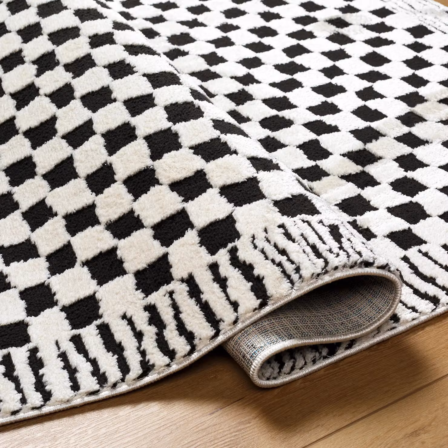 Livabliss Freud Modern High Pile Checkerboard Living and Dining Room Rug in Black and Brown, W: 200 cm, D: 275 cm – 4