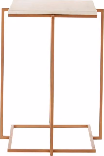 Orsina White Marble Square Side Table with Gold Finish Legs – 1