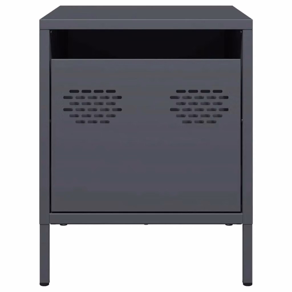 Berkfield Home Set of 2 Anthracite Metal Bedside Cabinets, W/D/H: 35 x 39 x 43.5 cm – 4