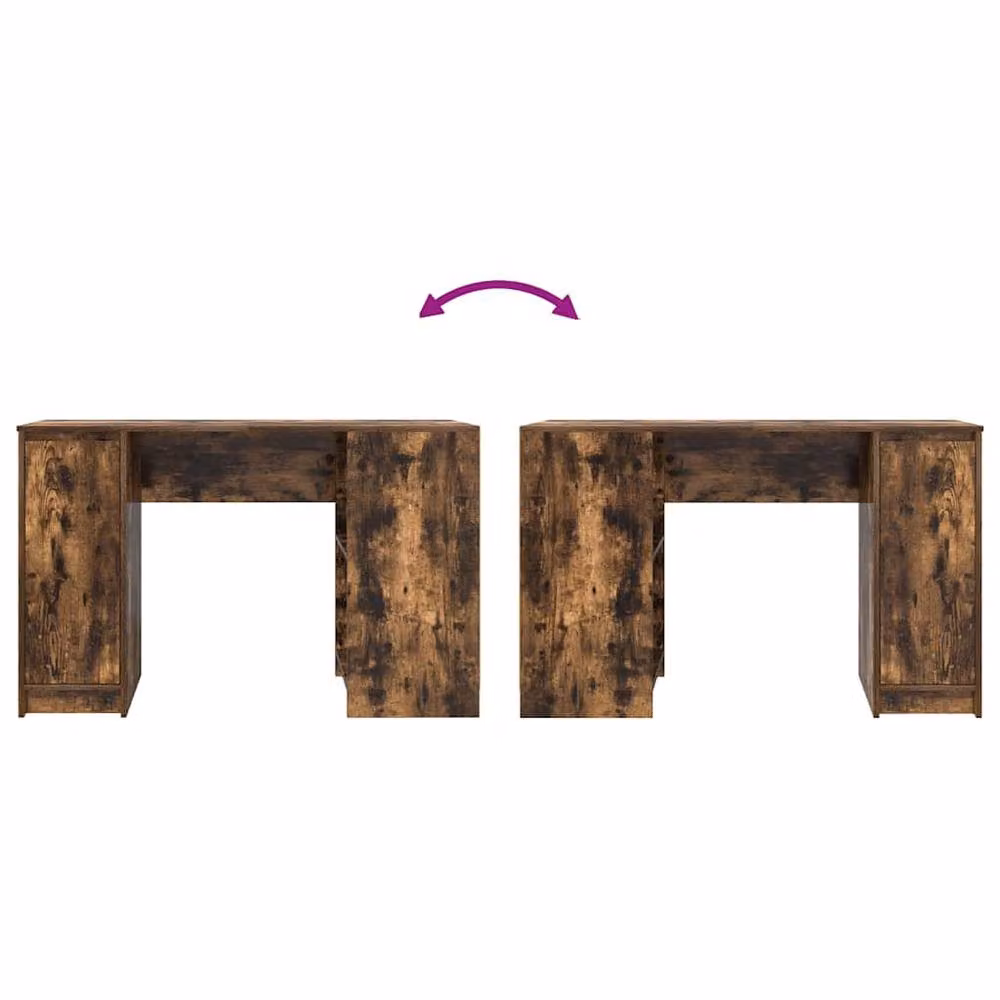 Berkfield Home Smoked Oak Writing Desk in Brown, W/D/H: 120 x 42 x 76 cm – 5