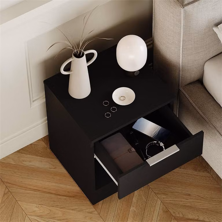 FORGEVIO Modern 1 Drawer Chest of Drawers in Black
