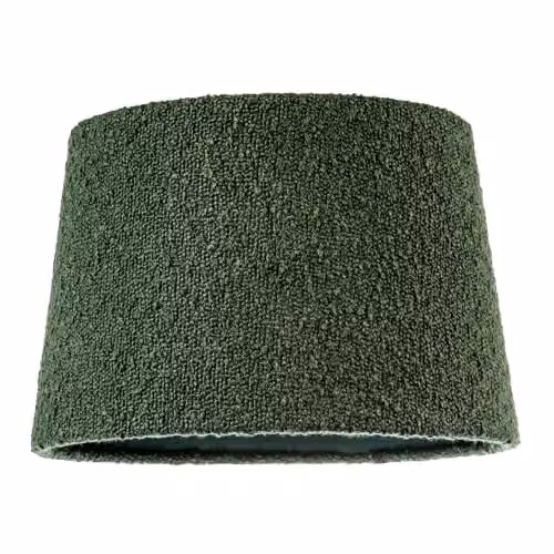Happy Homewares Forest Green Tapered Drum Lampshade in Boucle Lamb Wool Fabric – 1