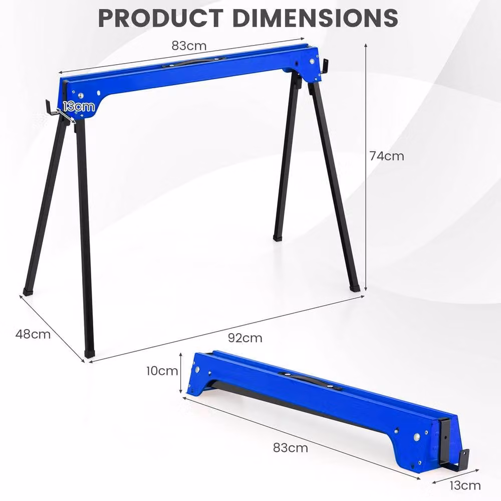 Gymax 2 Pack Folding Metal Sawhorses in Blue – 3