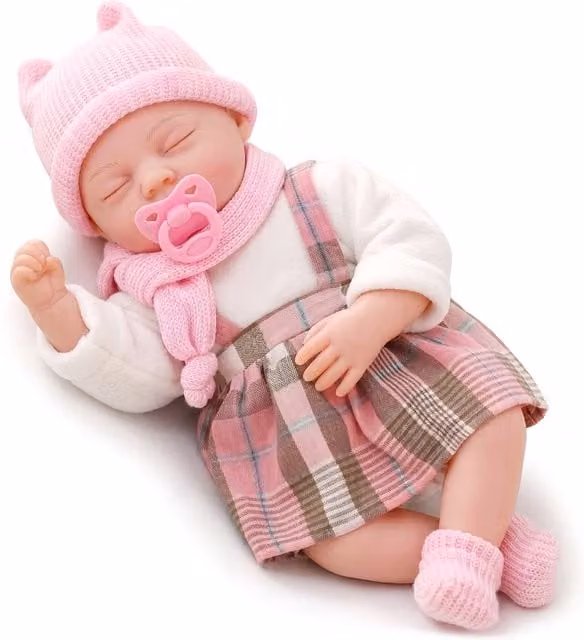 BiBi Doll Soft Sleeping Baby Doll with Sounds and Dummy in Pink