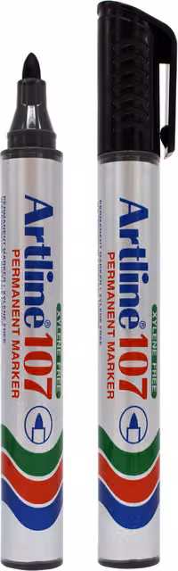 Artline Pack of 2 Black Permanent Marker Pens with Bullet Tip