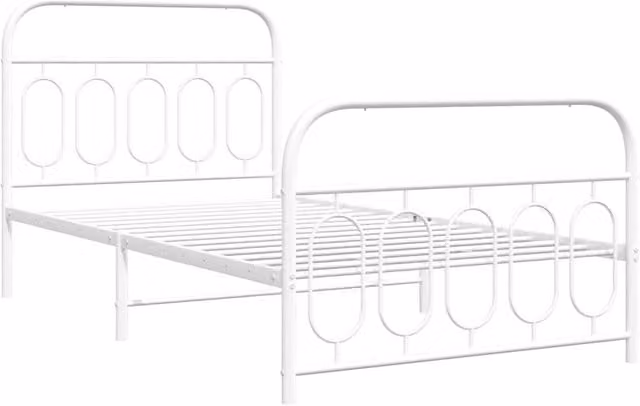 Berkfield Home Metal Bed Frame with Footboard, White, W/D/H: 100 x 190 x 105 cm