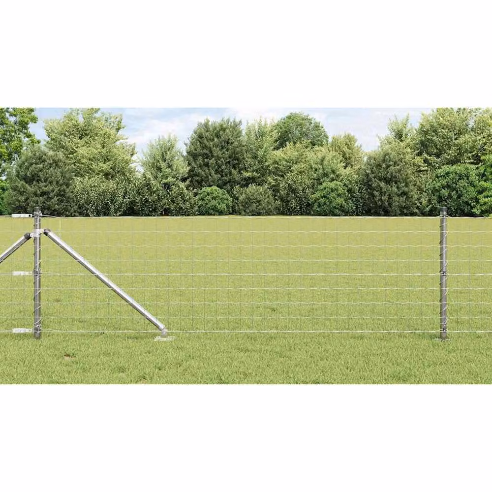 Berkfield Home Euro Fence in Silver Galvanised Steel with 13 Spike Posts, W: 25 m, H: 0.6 m – 2