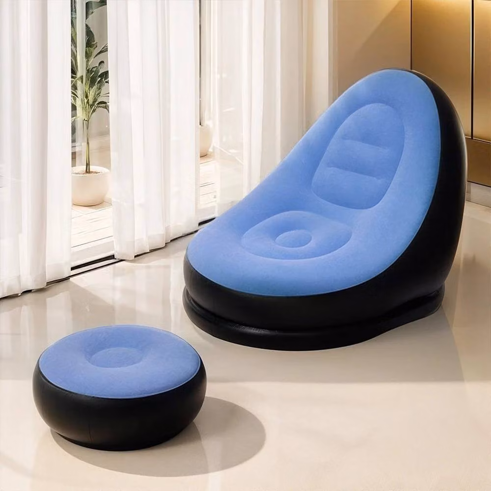 SPETLEK Blue and Black Air Lounge Inflatable Sofa, Ottoman, Gaming Chair and Stool, W/D/H: 116.0 x 78.0 x 82.0 cm – 2