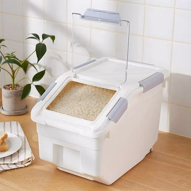 EONLION 10kg Rice Bucket Container in Grey and White