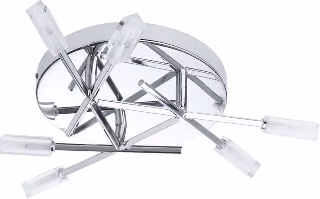 Litecraft Kalina 6 Light Flush Ceiling Light in Chrome and Silver with Glass Shades