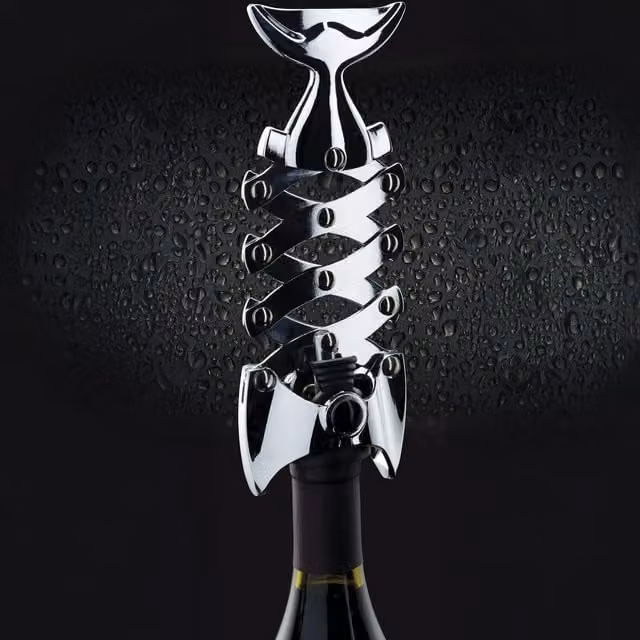 BarCraft Lazy Fish Metal Corkscrew in Black and Silver