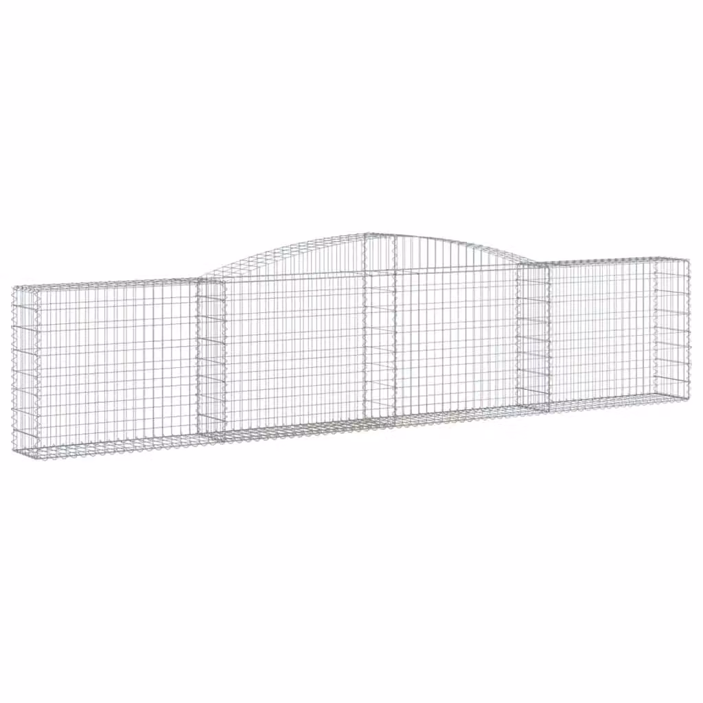 Berkfield Home Arched Gabion Baskets, 8 Piece Set, Silver Galvanised Steel, W: 400 cm, D: 30 cm, H: 80-100 cm – 2