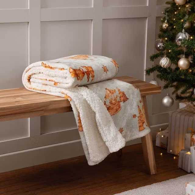 Riva Home Gretel Sherpa Fleece Throw in Beige, W/D/H: 130 x 180 cm