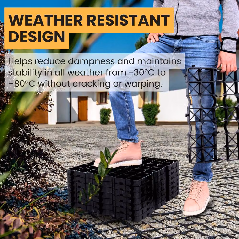 Novecrafto Black Plastic Gravel Grid Set for Driveways, Sheds and Garden Paths, 8 Pieces – 7