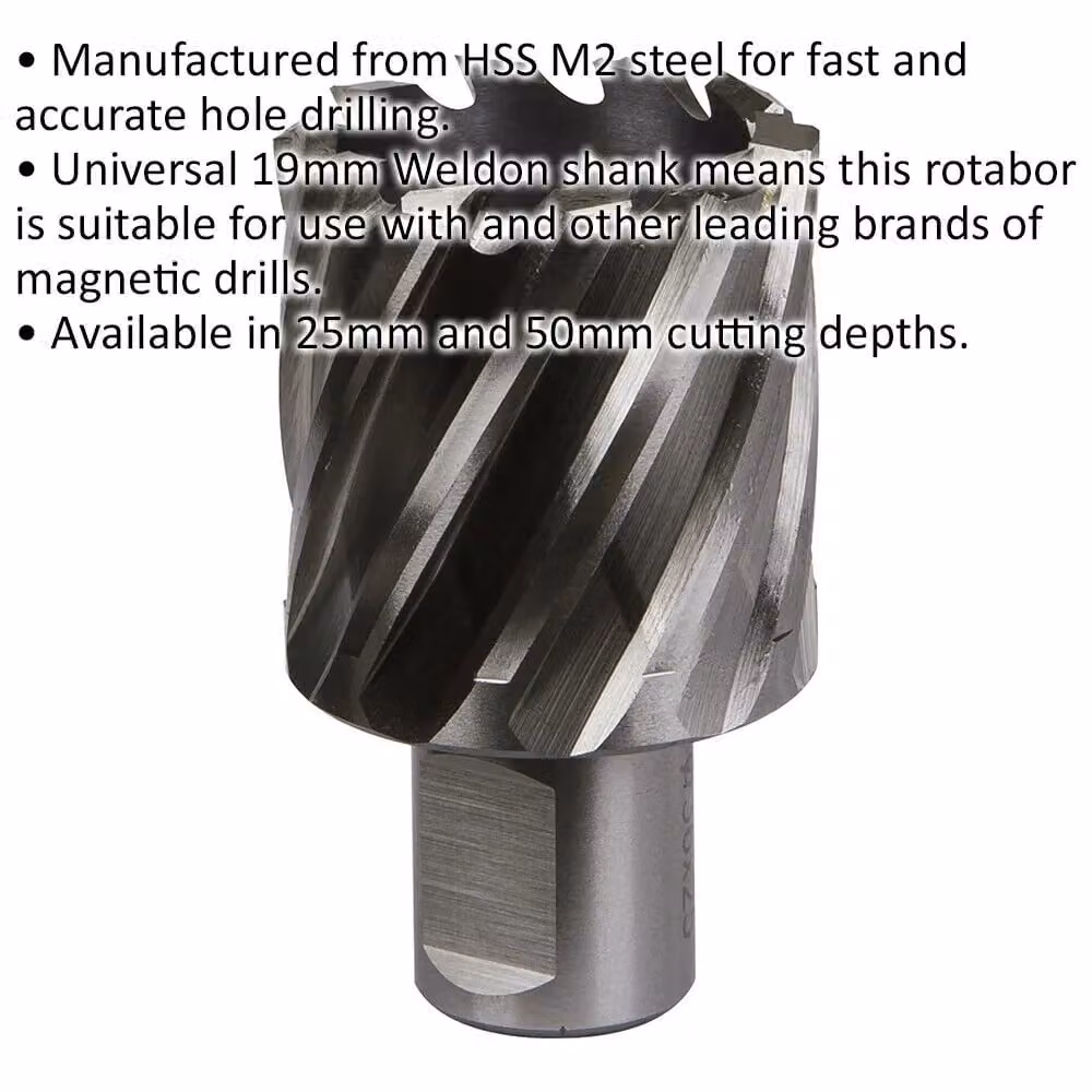 Loops M2 Steel Annular Metal Core Drill Rotabor Cutter, Silver, Diameter: 36 mm, Depth: 25 mm – 2