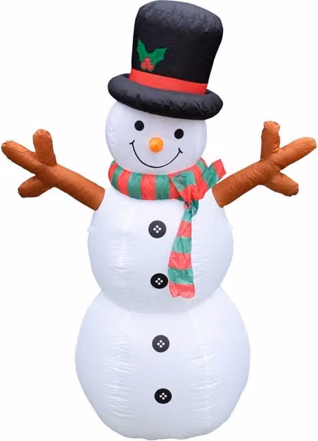 Pegdev Festive Inflatable Snowman Christmas Decoration with LED Lights, White, Height: 180 cm