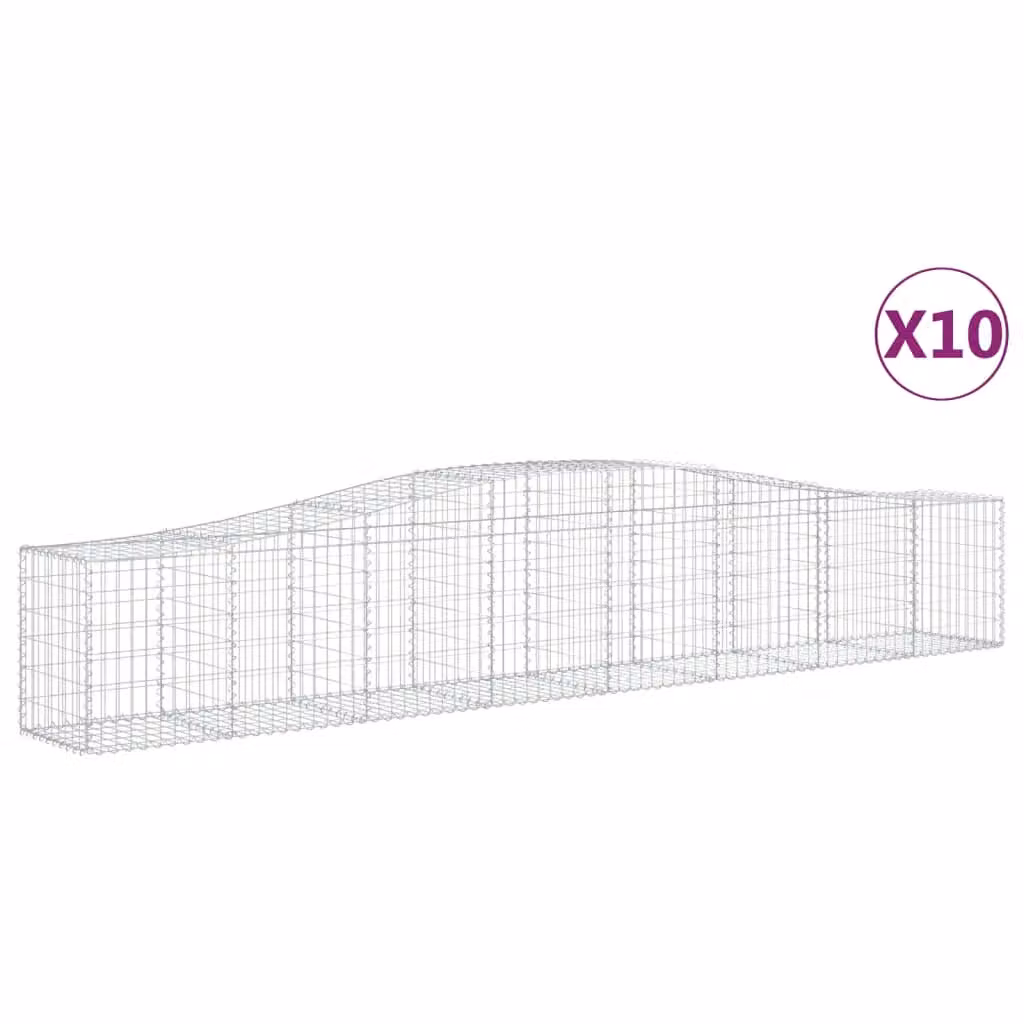 Berkfield Home Arched Gabion Baskets, 10 Pack, Silver Galvanised Steel, W: 400 cm, D: 50 cm, H: 60-80 cm – 2