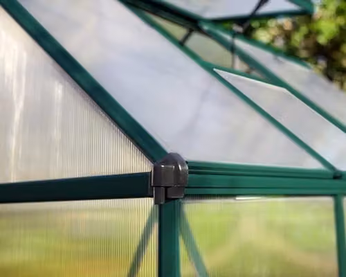 Palram Canopia Mythos Green Greenhouse with UV-Protected Polycarbonate Roof, Aluminium Frame and Foundation Base – 3