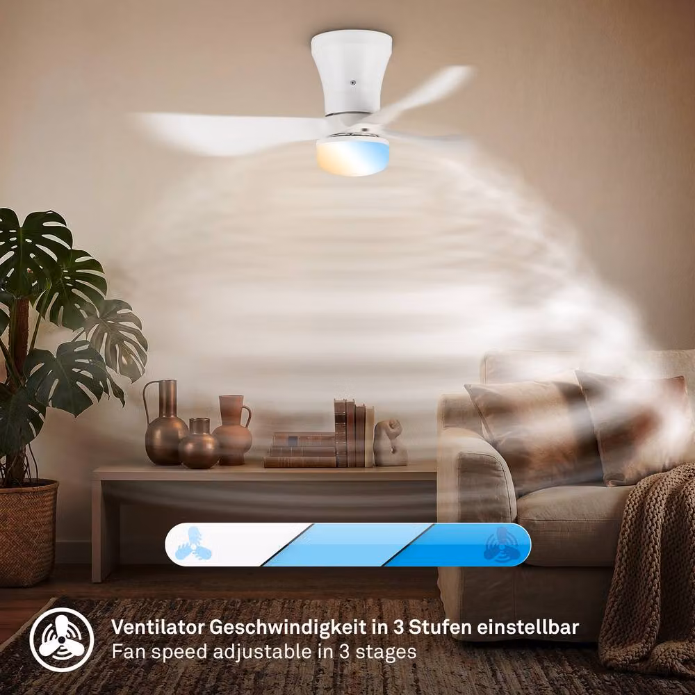 Briloner White LED Ceiling Fan with Remote Control, Dimmable CCT Adjustable Light and Timer – 5