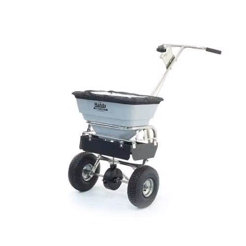 The Handy Heavy Duty Easy Build Salt Garden Spreader, 32kg Capacity, Stainless Steel, Silver/Grey – 1