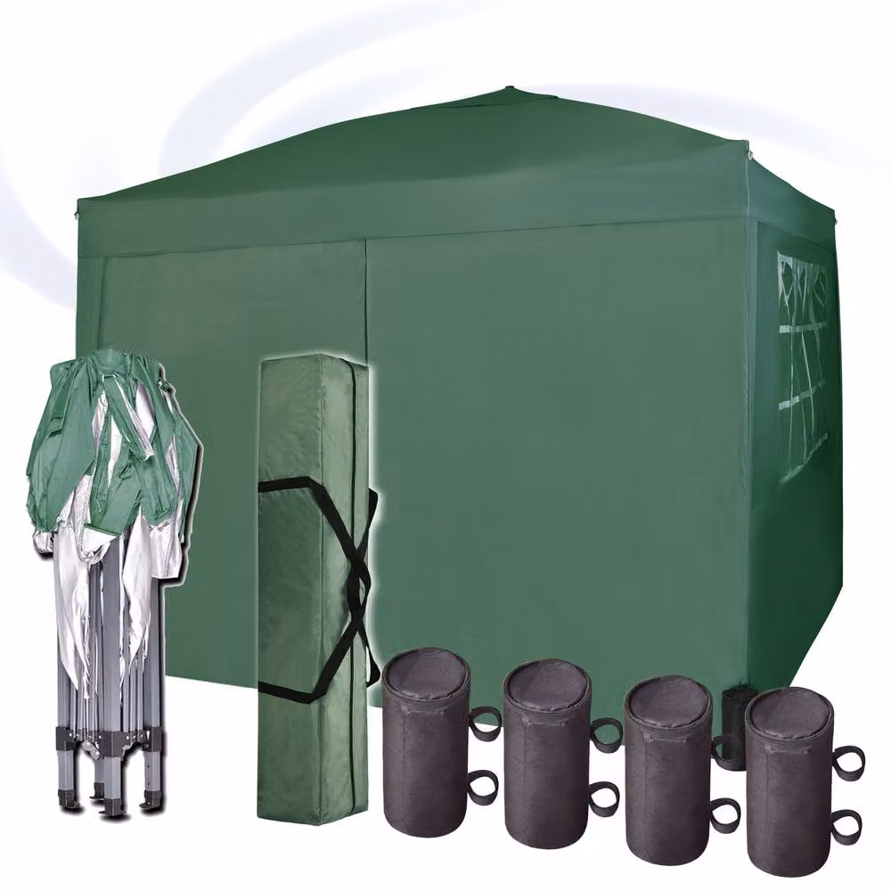 MCC Direct Green Pop Up Gazebo with Removable Sides and Storage Bag, W/D/H: 300 x 300 x 255 cm – 4
