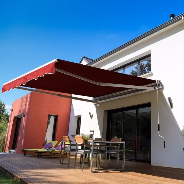 Outsunny Manual Garden Awning Canopy in Red, W: 250 cm, D: 200 cm