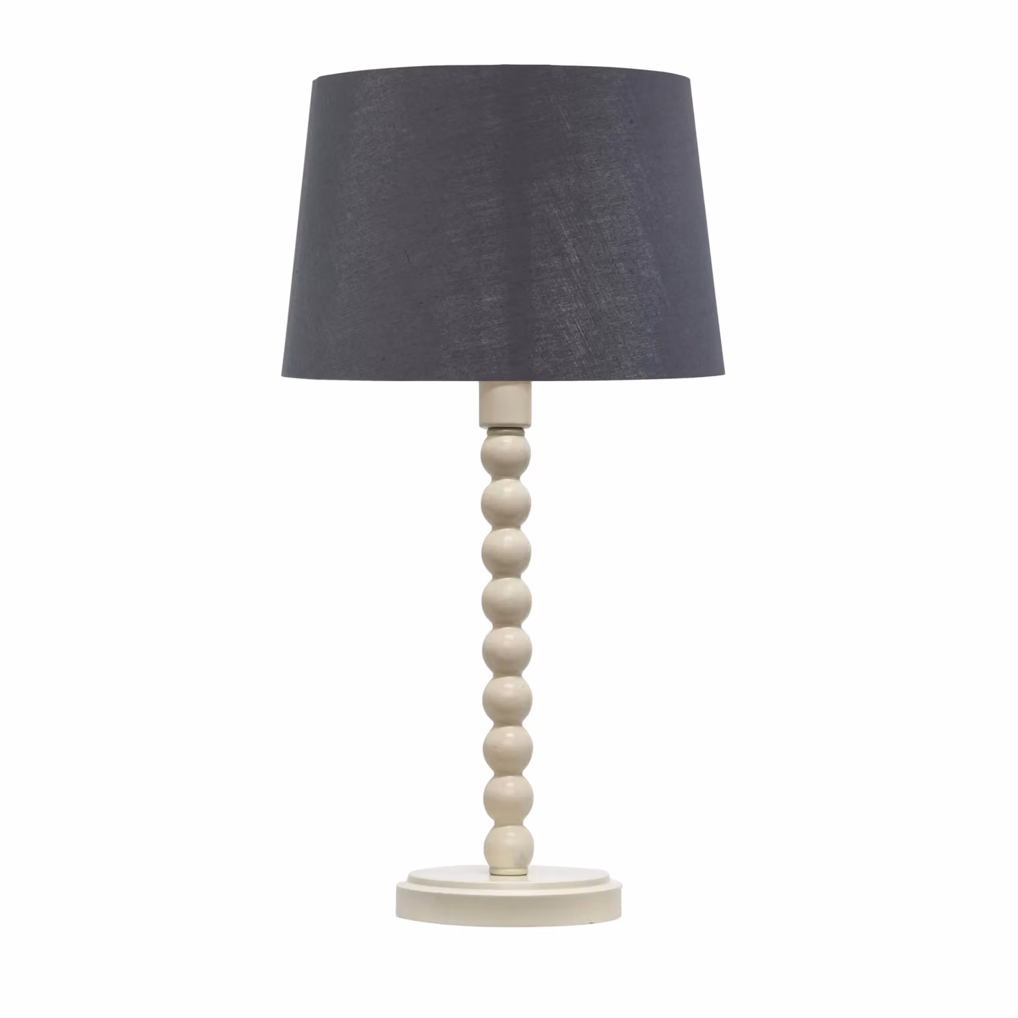 First Choice Lighting Bobbin Set of 2 White Table Lamps with Grey and Silver Fabric Shades – 2