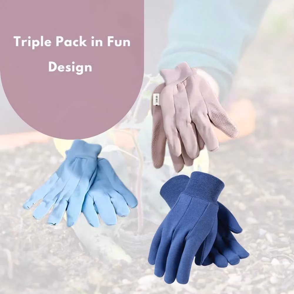 Marco Paul Women's Multicolour PVC Gardening Gloves, Pack of 3, Medium – 4