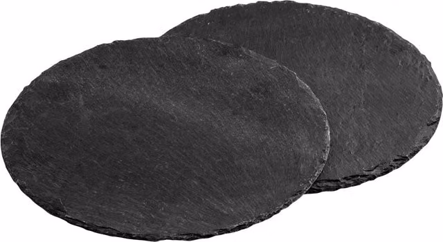 Premier Housewares Set of 2 Round Slate Placemats in Black and Grey, Diameter: 25 cm – 2